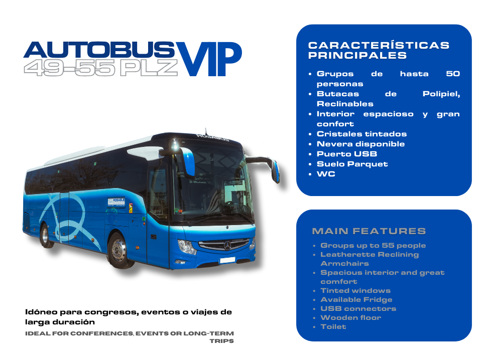 Autocar 49-55 plazas VIP Empresa de alquiler de autocares 49-55 plazas VIP